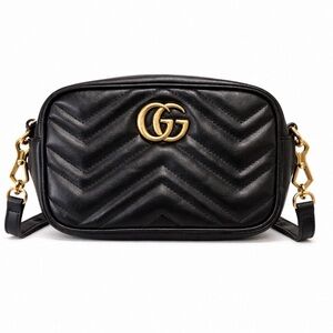 Gucci Black Mini GG Marmont Camera Bag